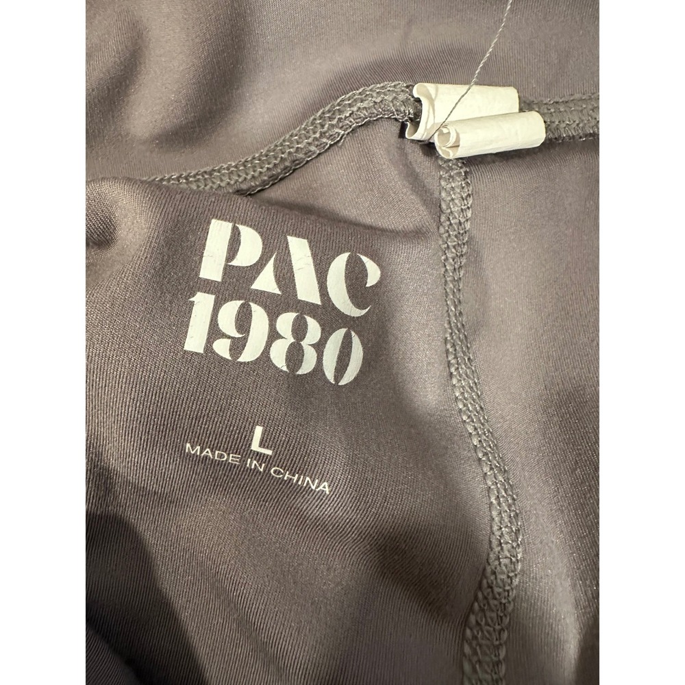PAC 1980 Women Charcoal Gray Fold Over Waist Flare Yoga Pants Large Activewear - Picture 8 of 9